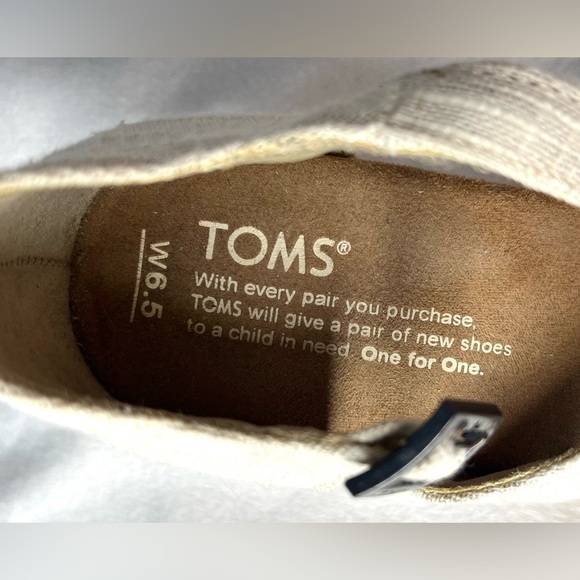 Toms Beige Wedge Sandals Adjustable Strap Cork Wedge Women’s Size 6.5 - Picture 3 of 11